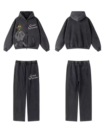 Cross Woven Uplifted Grey Sweatsuit