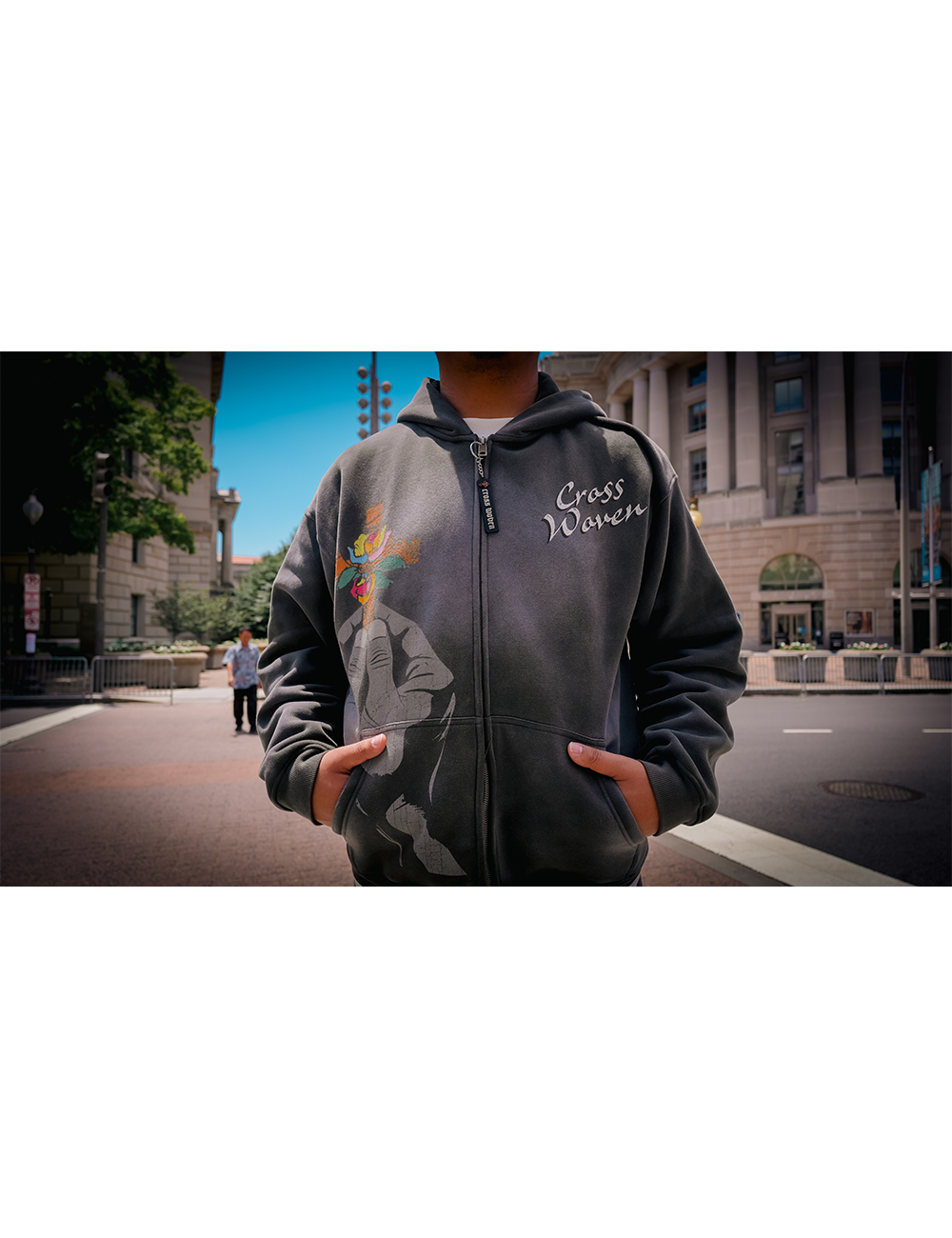 Cross Woven Uplifted Zip-Up Hoodie Only